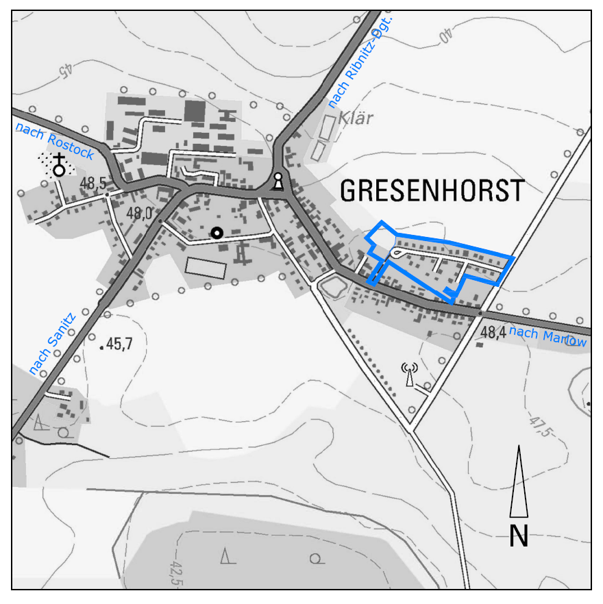 B-Plan 1 Gresenhorst; 1. Ergänzung u. 1. Änderung - Geltungsbereich